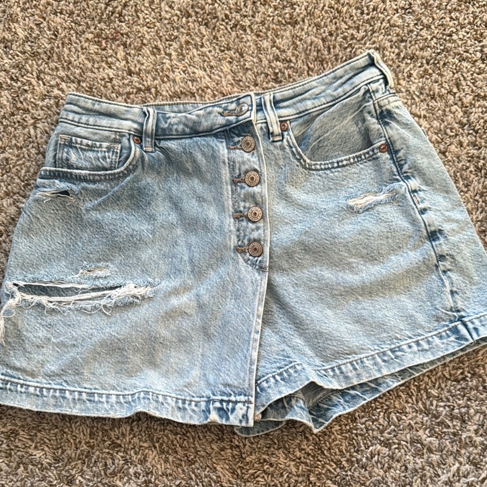 Denim Button-Up Women Shorts